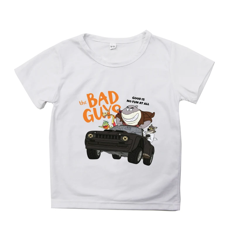 

The Bad Guys T Shirt Cartoon Baby Kids Boys Girls Children Short Sleeve Summer Children Clothing Wolf Print hot Movie Tshirt
