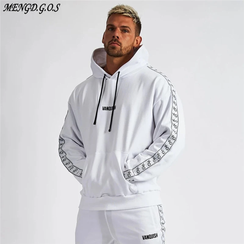 

New Fashion Cotton Men's Clothing Streetwear Casual Pullover Hoodie Patchwork Embroidered Tops Joggers Fitness Your Activewear