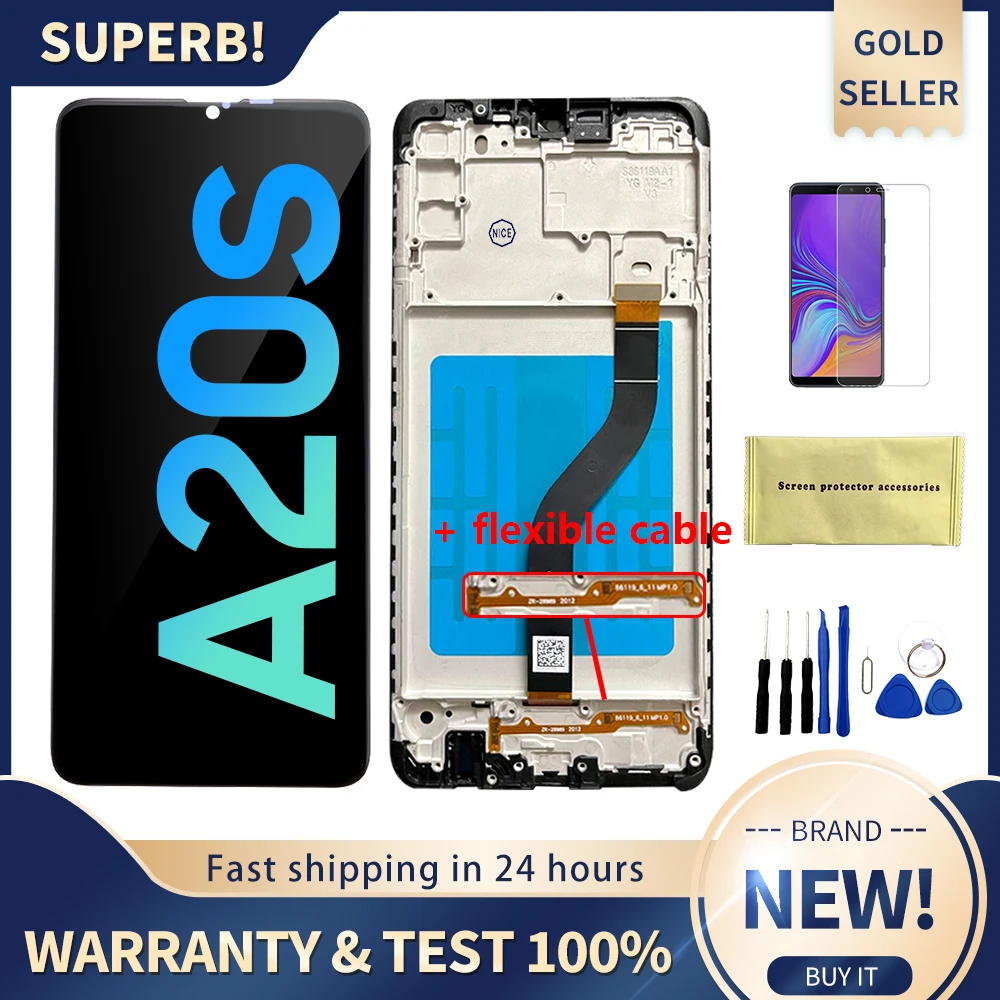 Фото 100% гарантия ЖК-дисплей с сенсорным экраном для Samsung A20s SM-A207F Дигитайзер дисплея для Galaxy SM-A207M SM-A2070 Экран в сборе + рамка №1