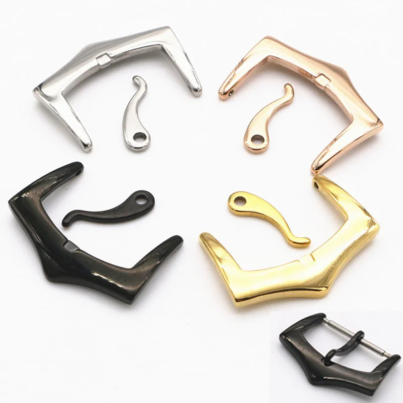 

12-20mm Universal Buckle Strap Needle Buckle Stainless Steel Polished Rose Gold Black Clasp Durable Watch Buckle Accessories