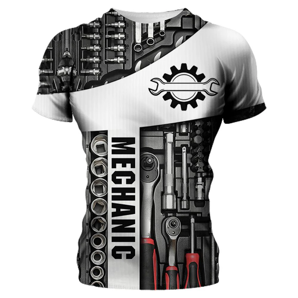 

Summer Men's Machine T-shirts Fashion Mechanic 3D All Over Print Tops Unisex Loose T Shirts Streetwear Casual Sports T Shirt 6XL