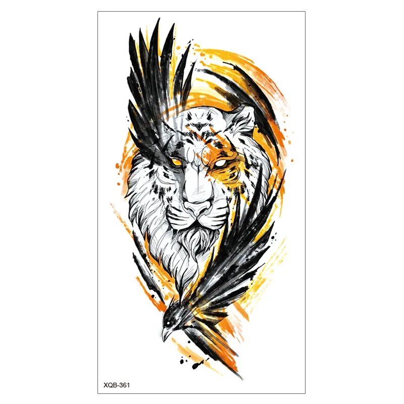

Large Arm Temporary Tatoo Sleeve Tattoo Lion Crown King Rose Waterproof Sticker Wild Wolf Tiger Men Full Skull TotemTatto