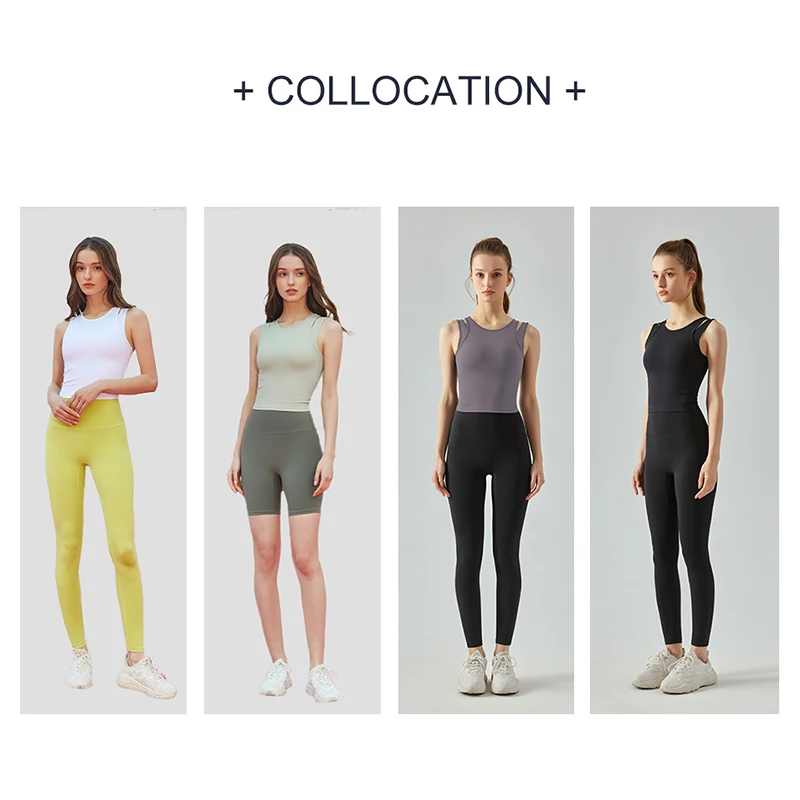 DANCEFISH 2023 Women Fake Two Pieces Hollow Top Removable Pads Sport Bra Outdoor Fitness Daily Jogging Training Yoga Vest