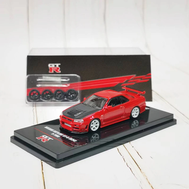 

INNO 1/64 Model Car Nissan SKYLINE GT-R R34 R-TUNE Alloy Vehicle - Carbon Red