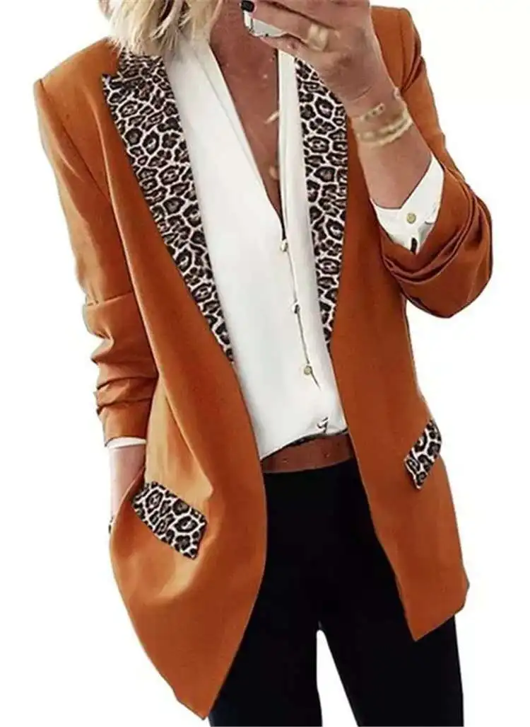 Blazer for Women 2023 New Fashion Leopard Long Sleeve Blazer Women Jacket Coats