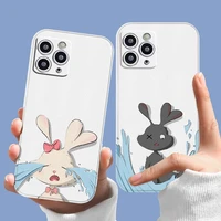 couple rabbit cartoon phone cases for iphone 13 pro max 12 13 mini 11 pro x xs xr 7 8 plus se 2020 6s cute anti drop soft cover