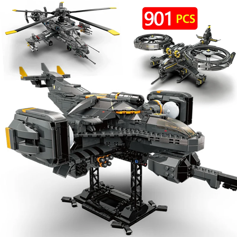 

901pcs WW2 Military Fighter Armed Helicopter Building Blocks City Attack Aircraft Airplane Bricks Toys for Children Gifts