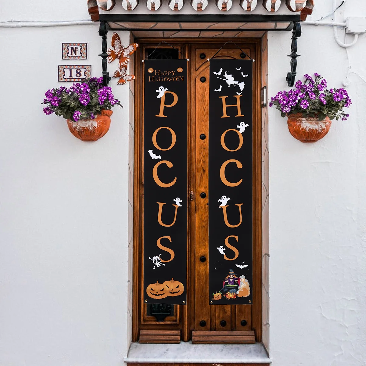 

Door Banner Front Porch Banners Party Flagdecorbirthday Wall Vintage Garland Burlap Signs Outdoor Lightbackdrop Fabric Witch