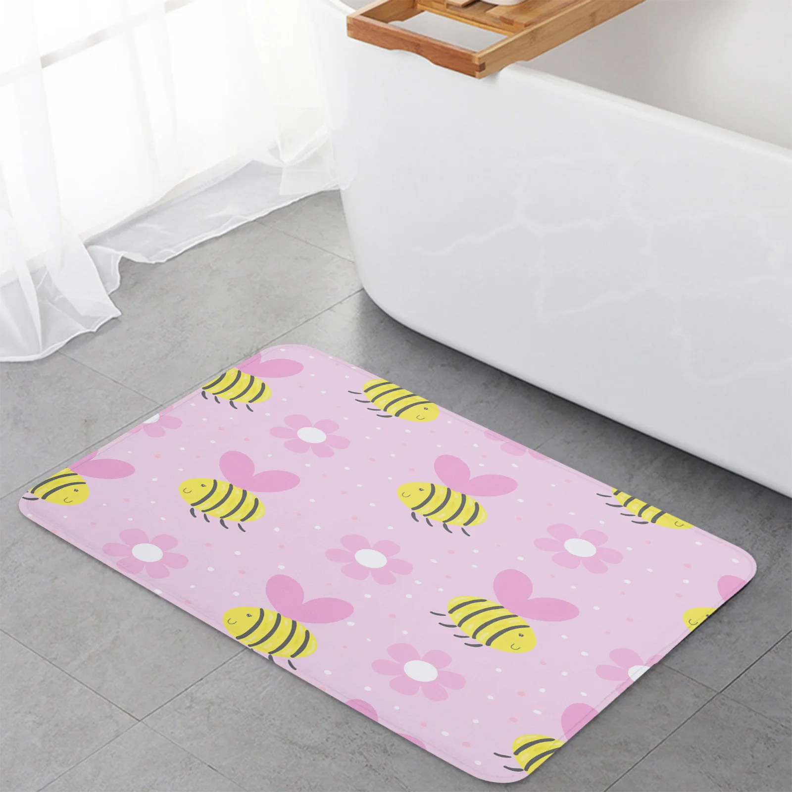 Мультяшный милый розовый Детский напольный коврик с Пчелой для кухни декор
