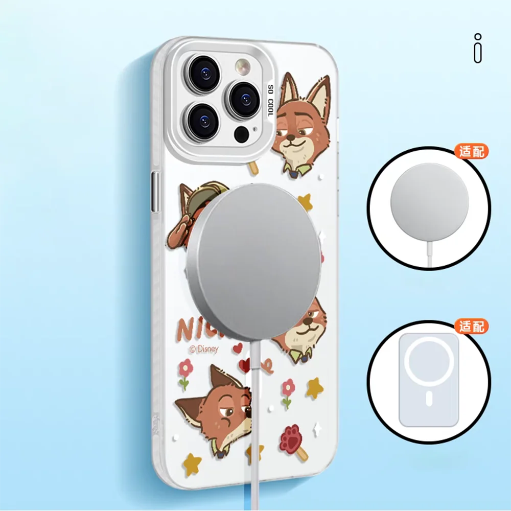 Магнитный чехол Disneys Z-Zootopia Couple Magsafe для Samsung S25 S24 S23 S22 S21 S20 FE Plus Ultra 5G мягкий