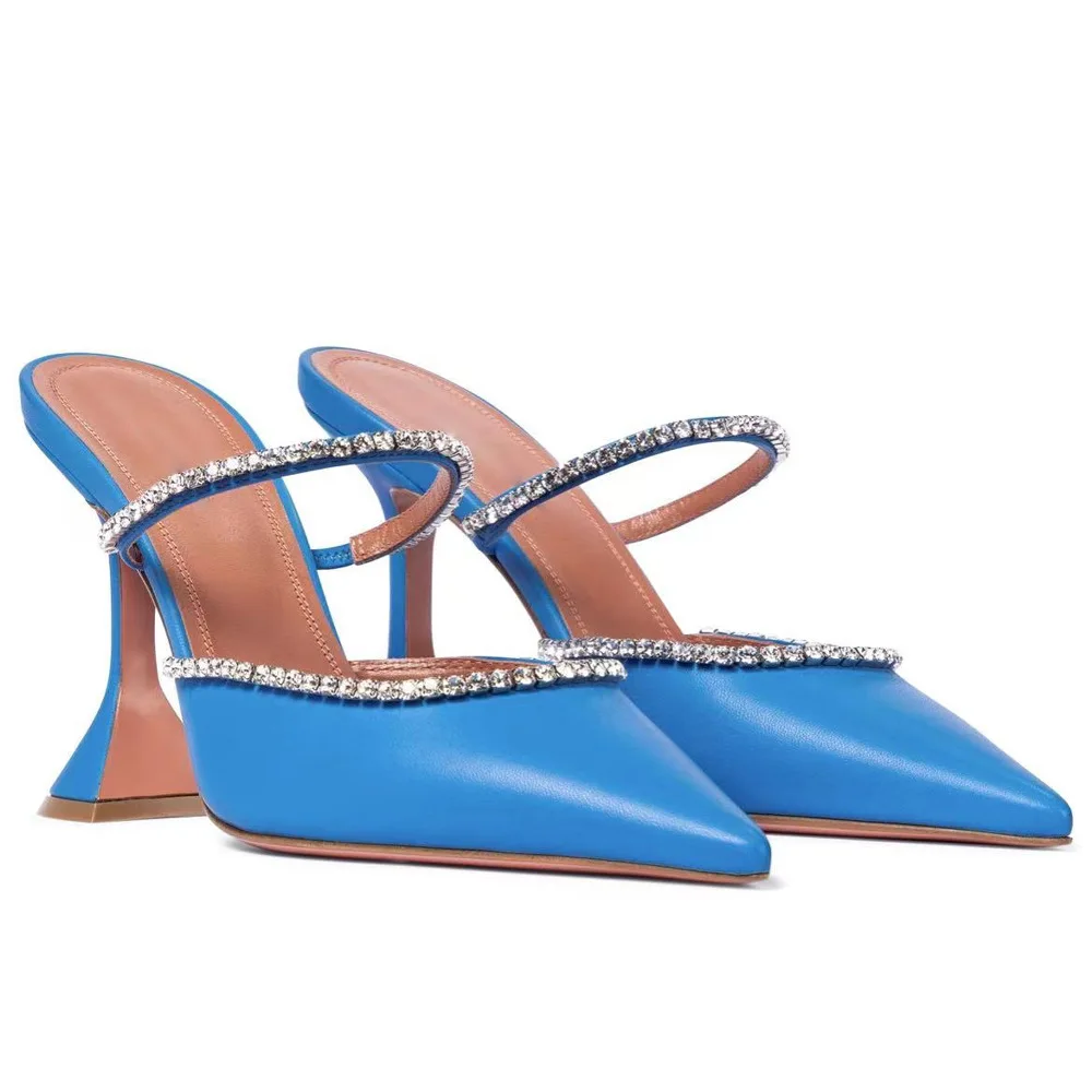 

Rhinestones Sexy High Heels Women Pumps Elegant Pointed Ladies Shoes Slippers Female Mules Sildes Summer Party Prom Shoes 34-42
