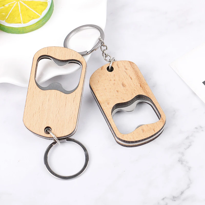 

1PC Wooden Bottle Opener Key Chain Wood Unique Creative Gift Can Opener Kitchen Tool Wood Unique Creative Gift Bottle Opener