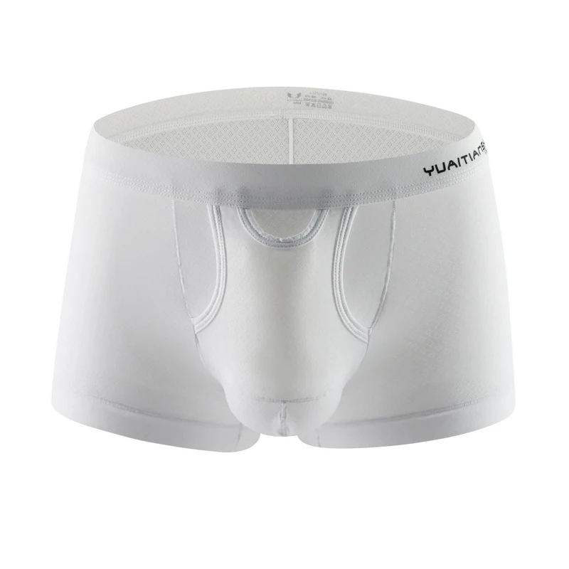 8PCS Men Underwear Nylon Solid Mesh Breathable Mid-waist Boxer U Convex Design Dry Quickly Men's Underwear Japanese Boxer Shorts