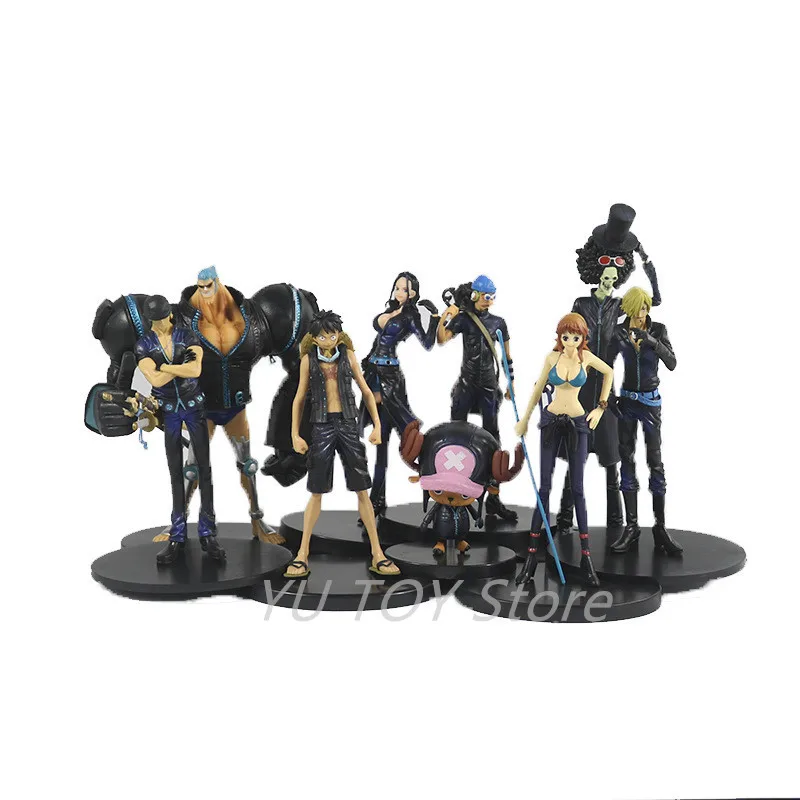 

9Pcs Set Black Golden Color Anime One Piece Figure Luffy Zoro Sanji Nami Brook Action Figure Collection Model Toys