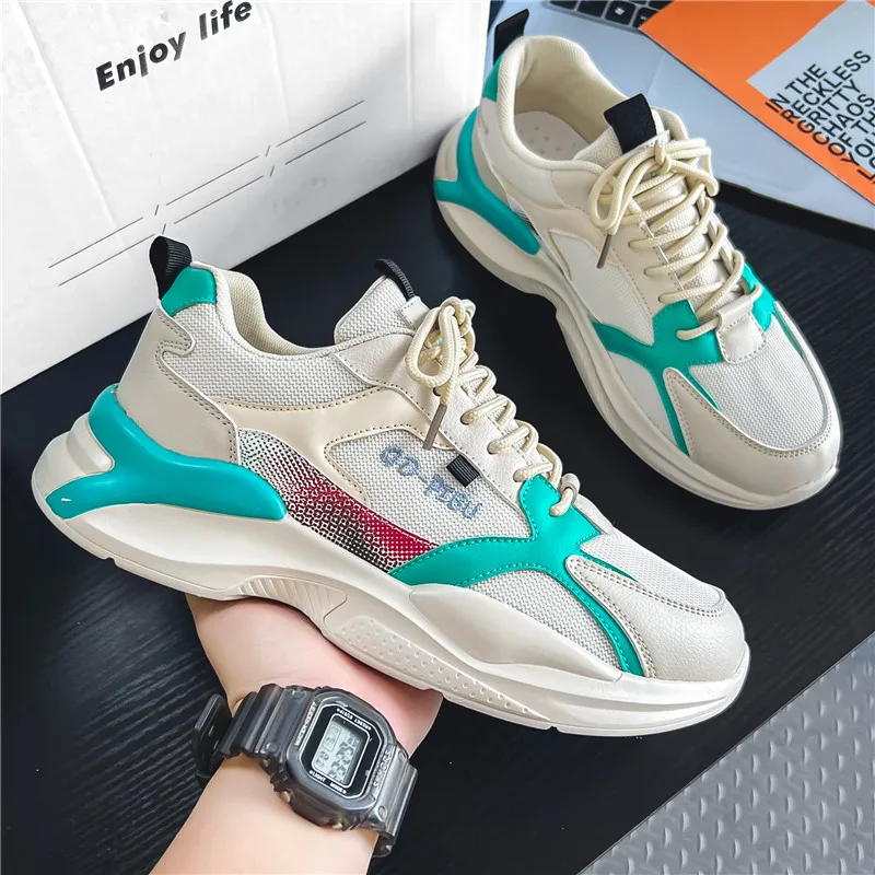

【HUOOU&HAIOU】Sneakers Mesh Breathable Flying Woven Men's Sports Shoes All-Match Popcorn Shock-Absorbing Casual Shoes