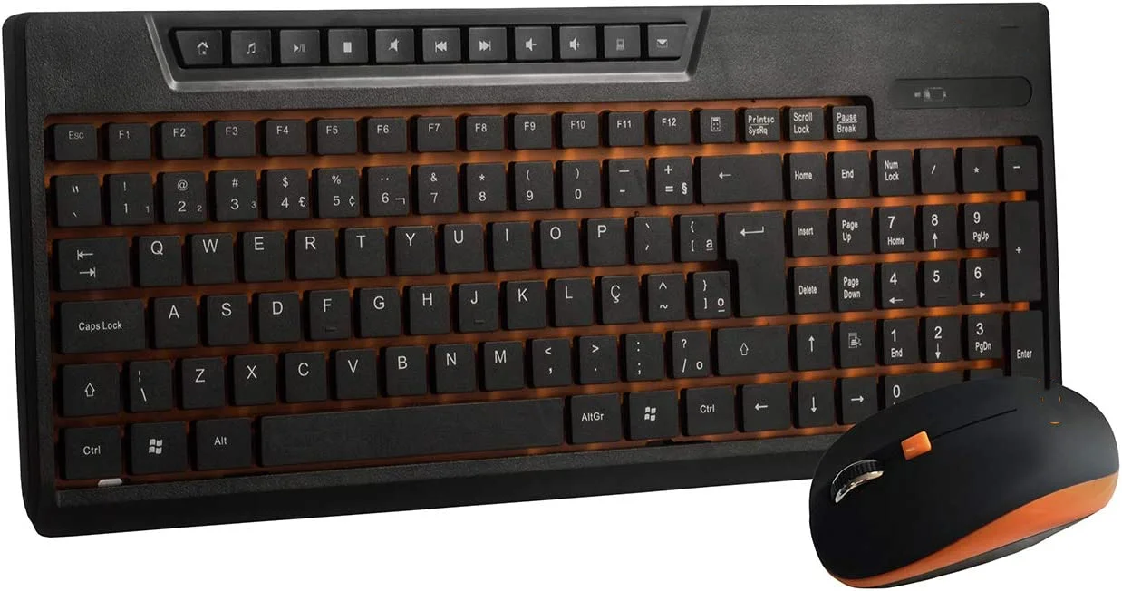 

Luxurious Sunset TM402 Wireless 1600DPI Combo e Mouse, Black and Orange