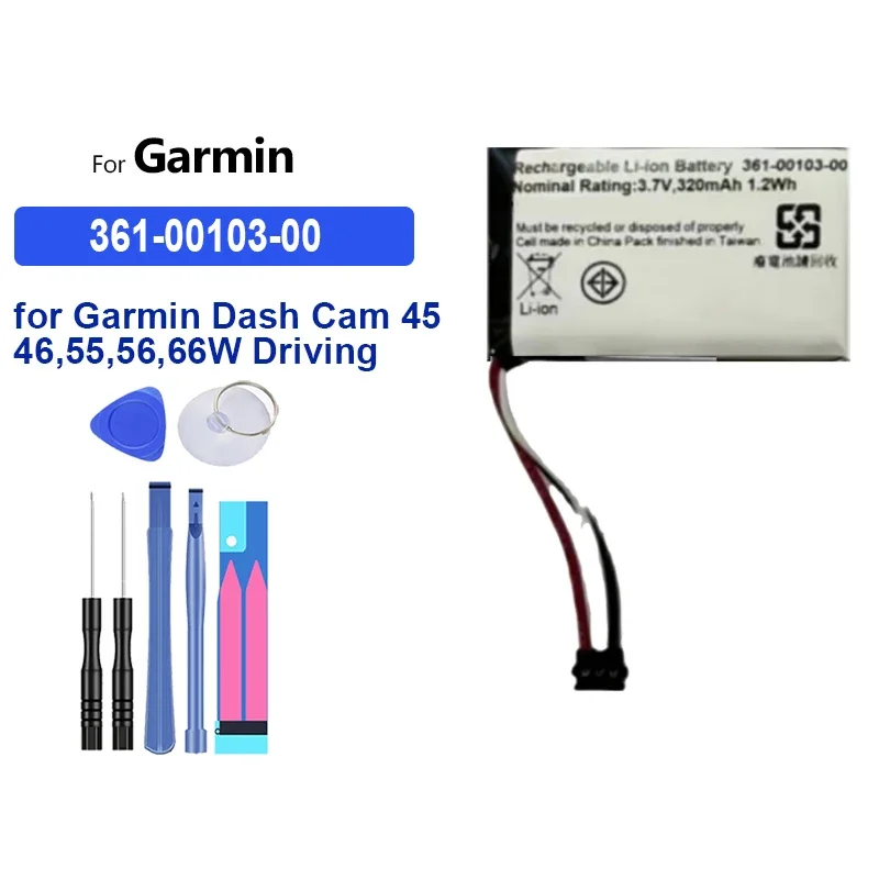 Сменный аккумулятор емкостью 320 мАч 361-00103-00 для Garmin Dash Cam 45 46 55 56 66 Вт регистратор