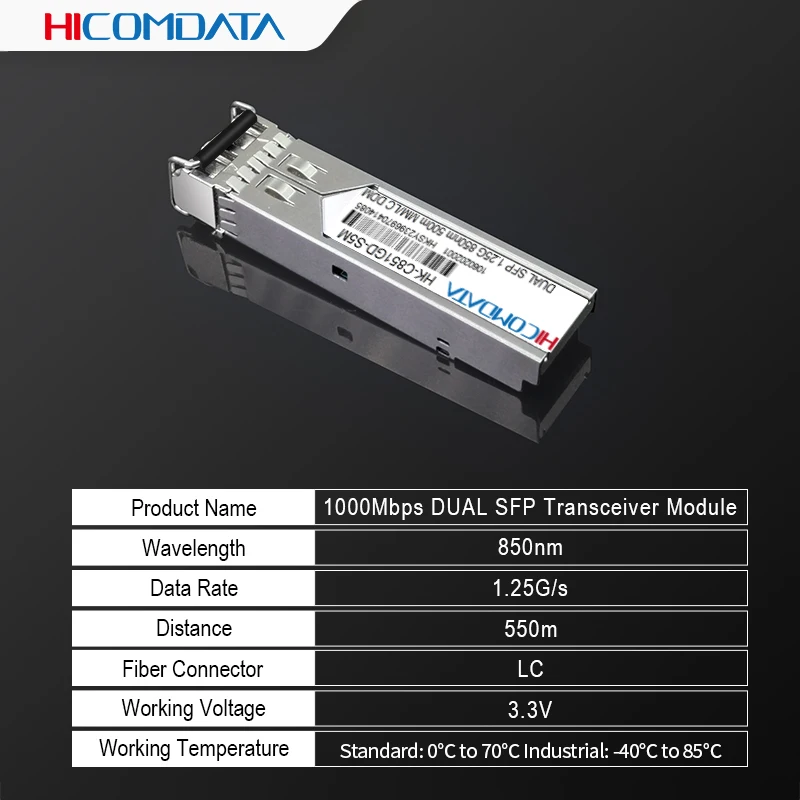 1.25Gb Mini Gbic 850nm 500m Fiber SFP Transceiver Module Gigabit Multimode Duplex LC DDM Compatible INTEL/Cisco/ Switch