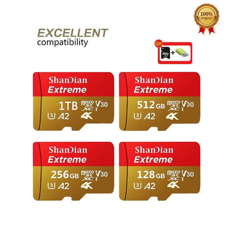 

2023 New Micco Memory SD Card 128GB 256GB 512GB 1TB SD Card SD/TF Flash Card 128 256 512GB 1TB Memory Card for Phone