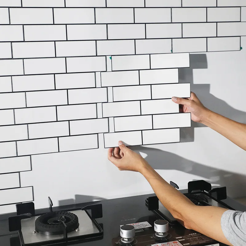 

3D Peel and Stick White Subway Wall Tile Sticker Wallpaper Backsplash Of Kitchen Wall Tile Stickers Peel and StickWall Tile-1pcs