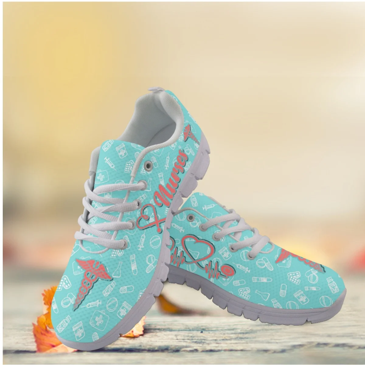 

Nopersonality Fashion Women's Sneakers Casual Paramedic Shoes Love Medical Theme Shoes Lightweight Lace Up Tennis Shoes