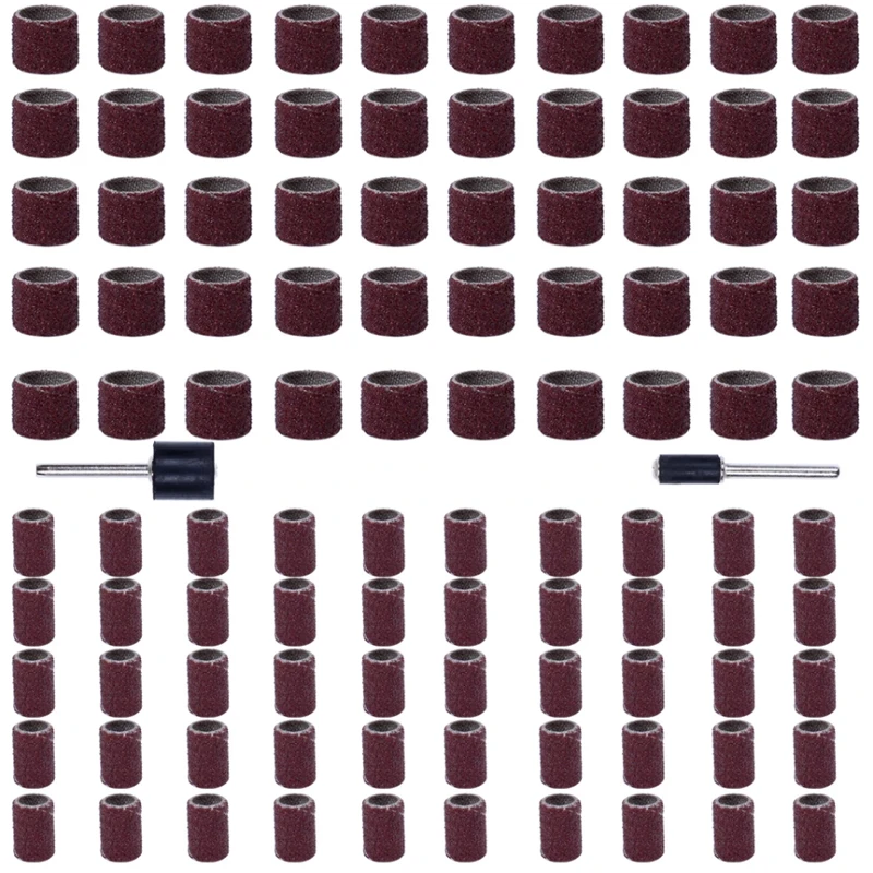 

100PCS Sanding Cap Bands Sandpaper for Electric Manicure Machine 120/320 Grit Nail Drill Grinding Bit Files Pedicure Tool Set