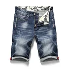 Мужские эластичные джинсовые шорты, повседневные облегающие высококачественные шорты из денима, брендовая одежда, Новинка лета 2021