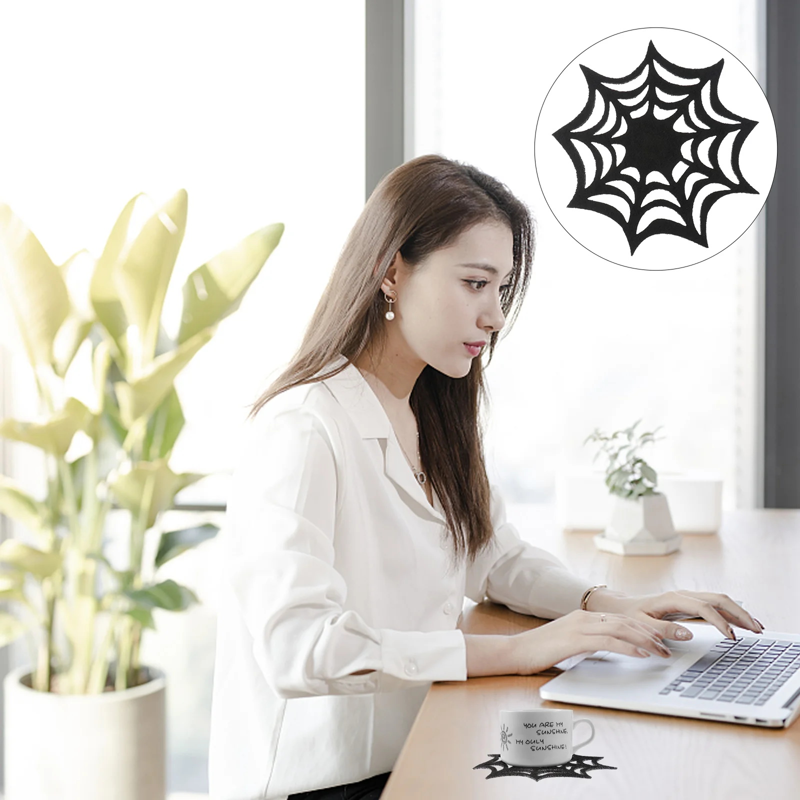 

Spider Web Table Coasters Placemats Coaster Placemat Cup Black Mat Drink Decor Decorative Trivet Runner Mats Doilies Tabletop