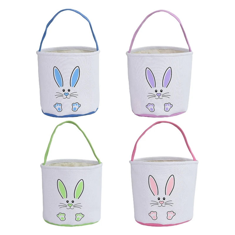 

Корзина с пасхальным Кроликом, Портативная Сумка-тоут с принтом ног и ручкой, контейнер для хранения конфет и яиц для домашнего праздника ве...