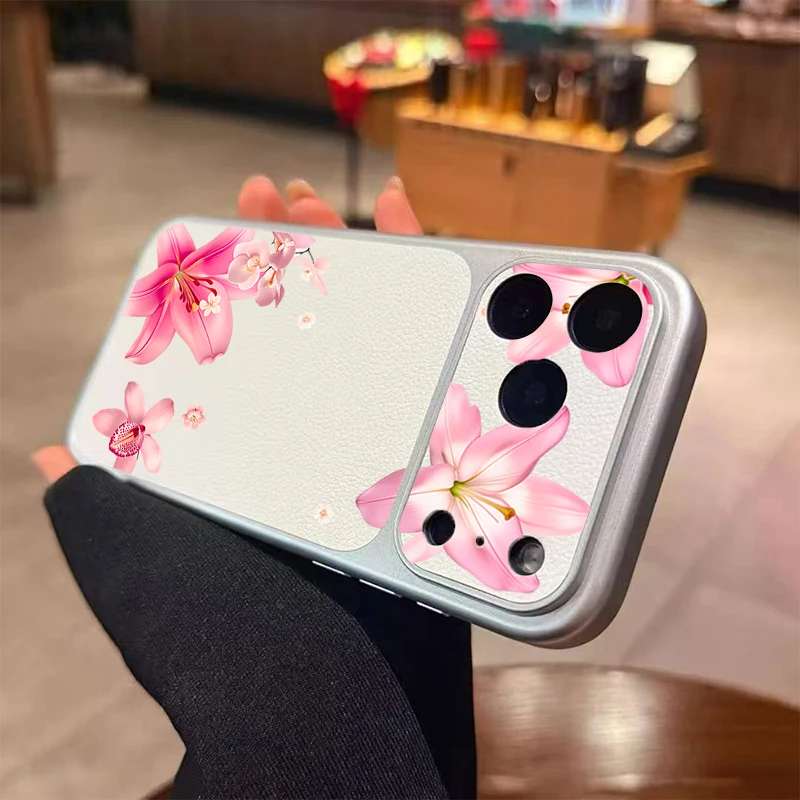 Фото Роскошный розовый чехол с цветочным узором и текстурой кожи для Samsung Galaxy S26 S25FE S24 Ultra S23 S22 S21 A17 A37 A57 A56 A55 A54 A26 A25 №5