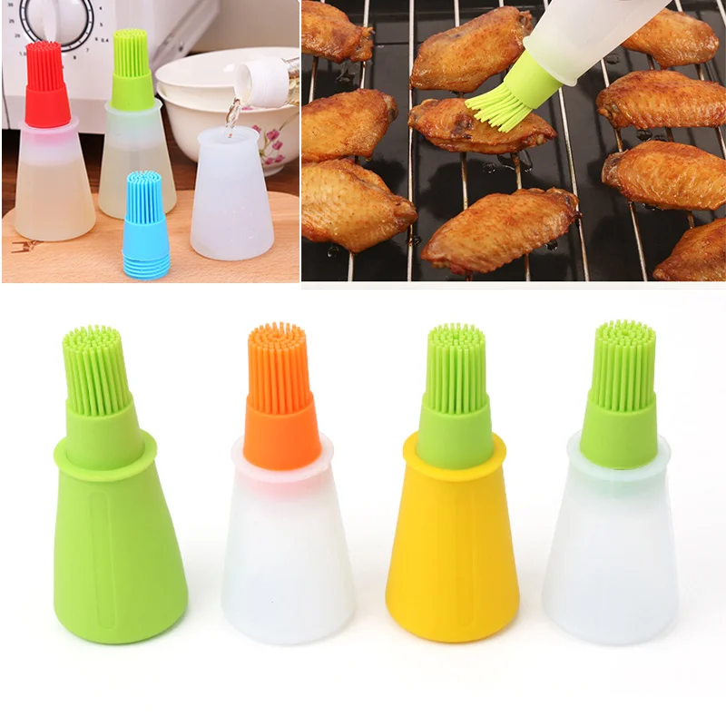 

Portable Silicone Oil Bottle with Brush Baking BBQ Basting Brush Pastry Oil Brush Kitchen Baking Honey Oil Barbecue Tool Gadgets