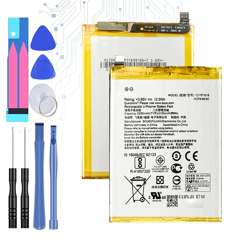 

For ASUS C11P1618 Phone Battery For ASUS Zenfone 4 Zenfone4 Z01KD ZE554KL High Capacity Batteria + Free Tools