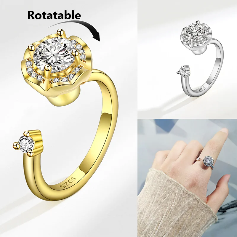 

Новое кольцо для беспокойства, простое открытое регулируемое кольцо, индивидуальное кольцо на палец, роскошное ювелирное изделие для женщи...