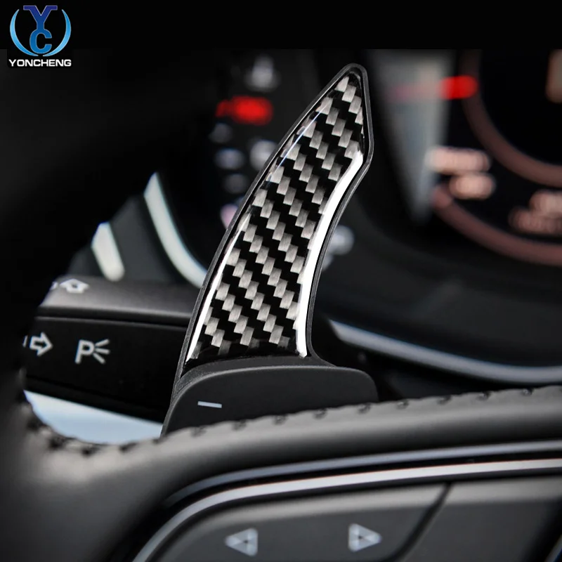 

2pcs Carbon Fibre Steering Wheel Shift Paddle Extensio for Audi A4L Q7 A3 A6l Q5 Q3 A5 A7 TT Car Decor