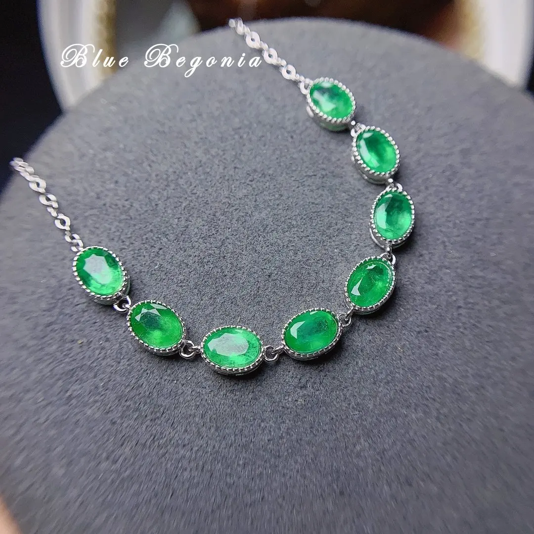 

Женский Изумрудный браслет из серебра 925 пробы, 8 шт., 4 Х6 мм