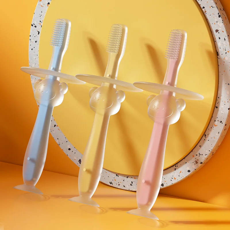 Детская зубная щетка детская Силиконовая для детей с присоской уход за полостью