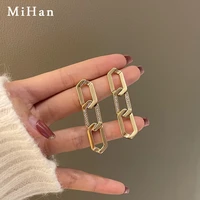 mihan 925 silver needle modern jewelry metal chain earrings 2021 new design high quality shiny crystal drop earrings for women