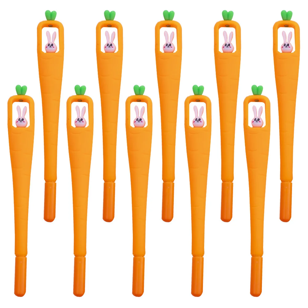 

10Pcs Carrot Model Pens Cartoon Ink Pens Lovely Stationery Carrot Bunny Pens Ballpoint Pens for School Gift Office Students