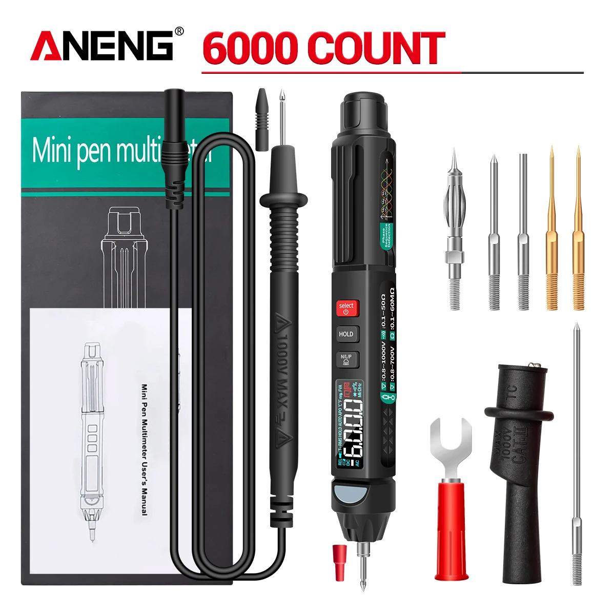 

ANENG A3008 Digital Multimeter Auto Intelligent Sensor Pen Tester 6000 Counts NonContact Voltage Meter Multimetre polimetro