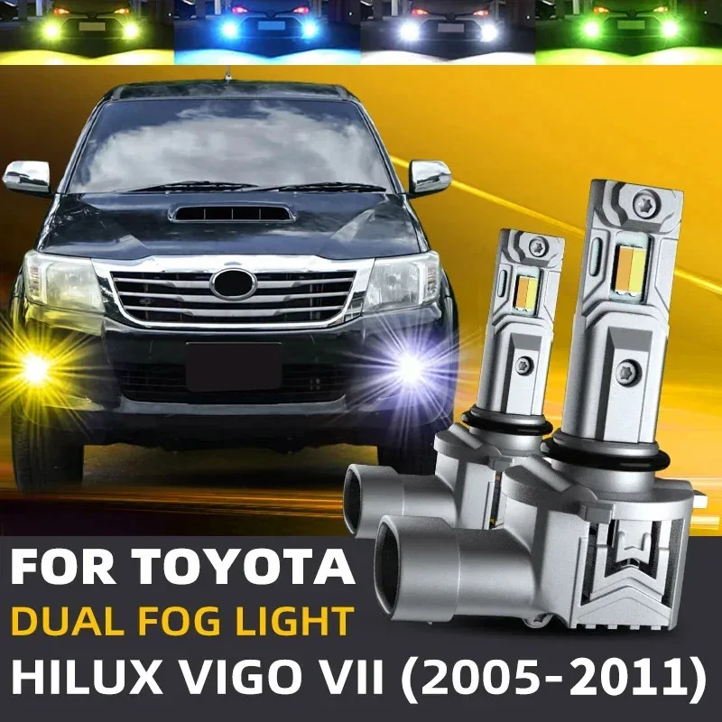 

2 шт. автомобильные светодиодные передние противотуманные фары, двухцветные лампы с переключением для Toyota HILUX VIGO 7 Pickup N1 N2 N3 2006 2008 2009 2010 2011