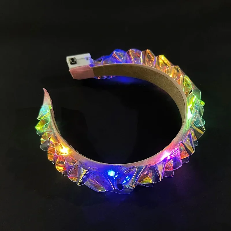 Colorful Feather Boas 2M Length Boa with Colors LED Lights for Women Girls Dancing Glow Party Halloween Goddess Headband
