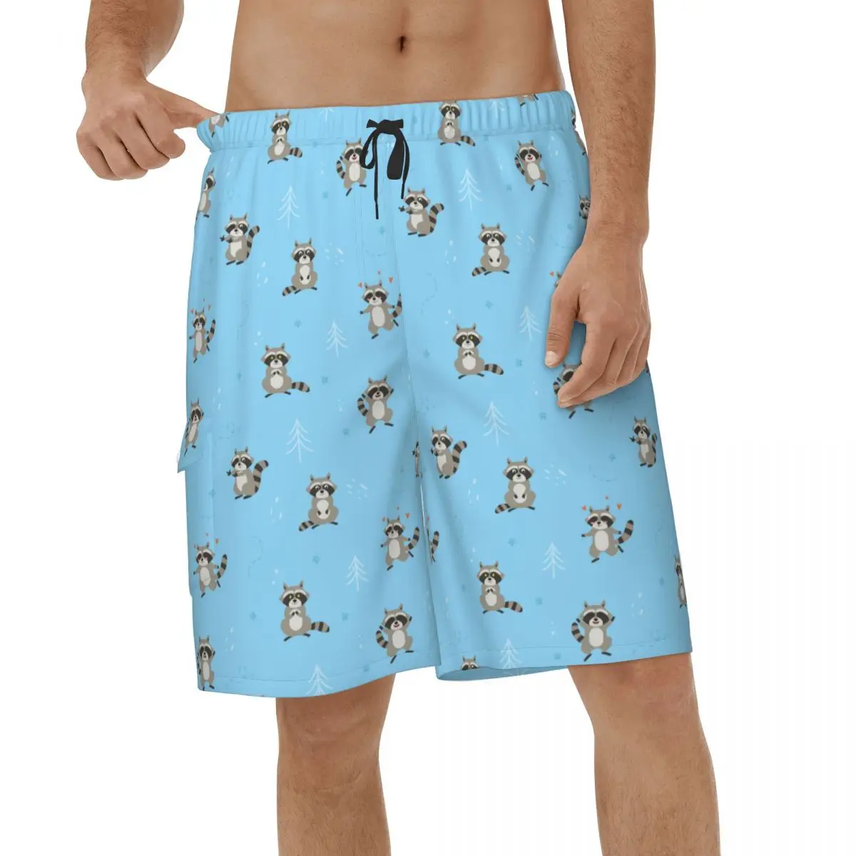 

Summer Casual Cartoon Cute Animal Raccoon Men 3D Printed Beach Shorts Running Board Shorts Vacation Short Pants Male Short Pants