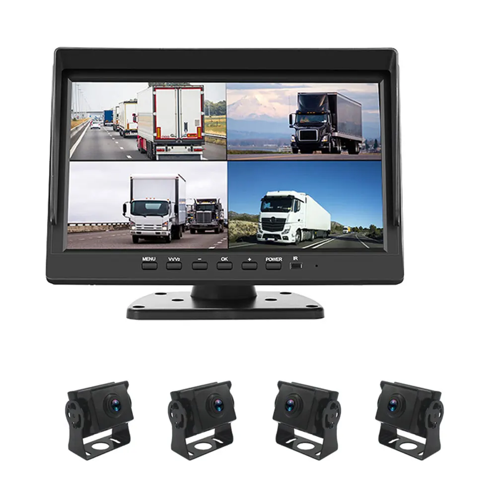 

10 Inches Car Camera Monitor Set AHD Wireless 4 Channels Truck Monitoring Recorder Bus Night Vision Reversing Multi-angle Camera