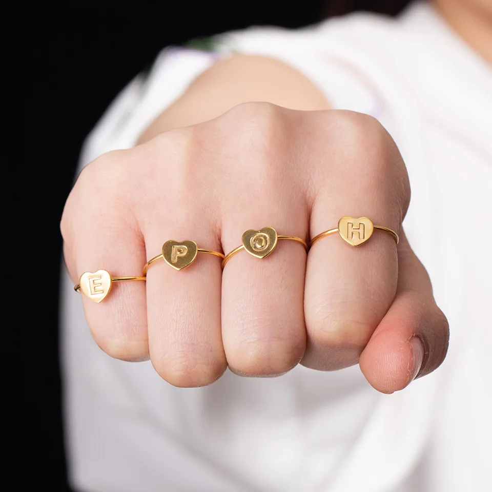 2022 простое Оригинальное женское регулируемое кольцо с буквами золотого цвета из