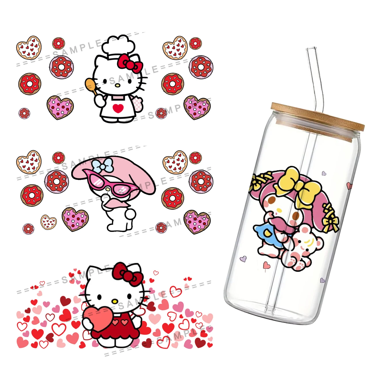 Водостойкая наклейка Sanrio для бутылки с водой 11 х24 см 16 унций