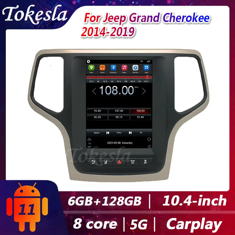 

Tokesla For Jeep Grand Cherokke 14 19 Android 11 Car Radio DVD 2din Stereo receiver Central Multimedia Player Gps Navigation MP5