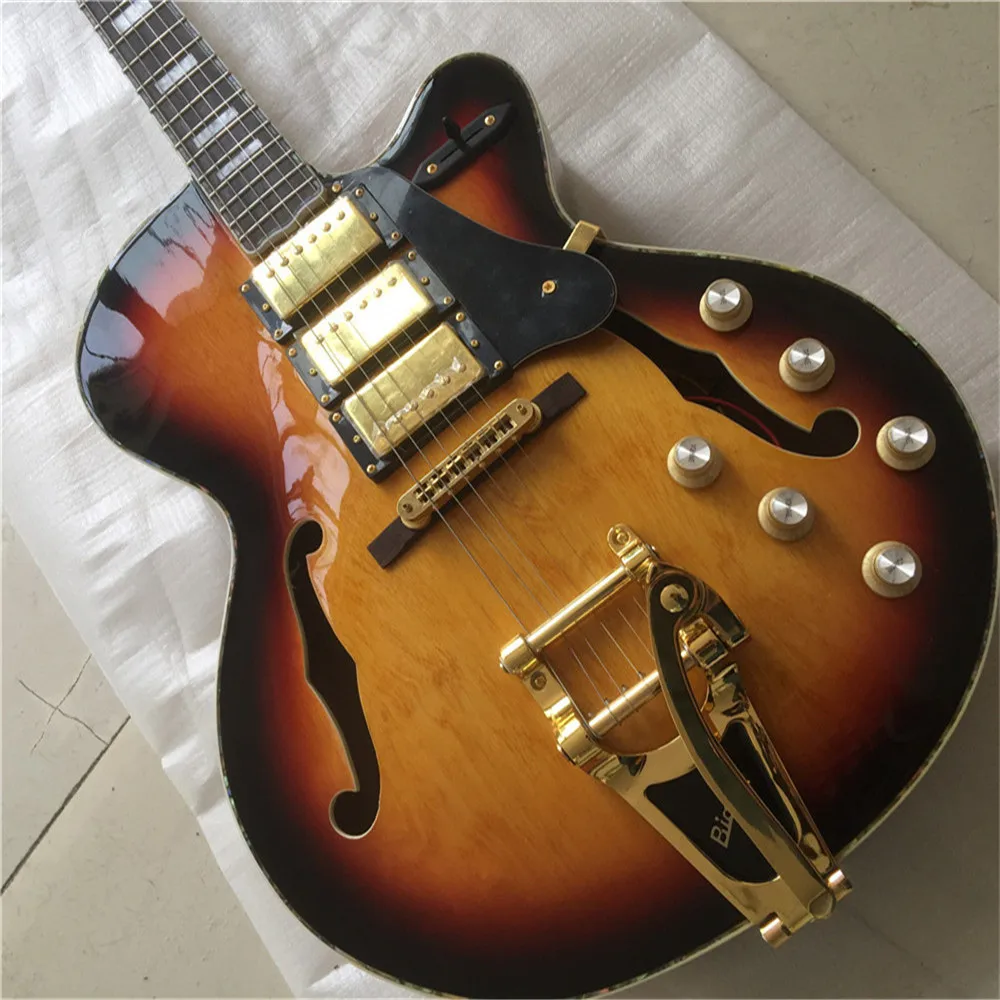 ES Custom fat hollow Body 175 style Jazz Electric Guitar Guitars Guitarra