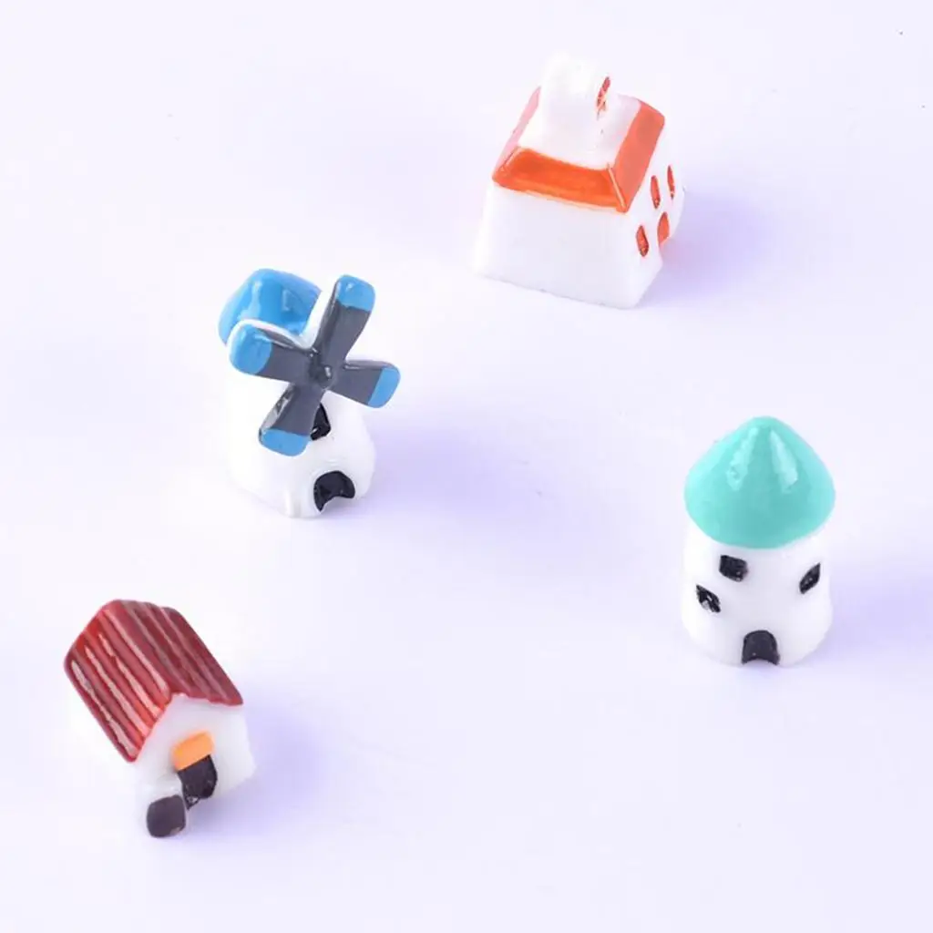 

4pcs Miniature House Figurine for Plant Pot Terrarium Ornaments