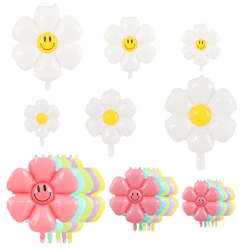 

2/3/5Pcs White Daisy Flower Foil Balloon Plumeria Helium Ball Wedding Kids Birthday Party Decoration Baby Shower INS Photo Props