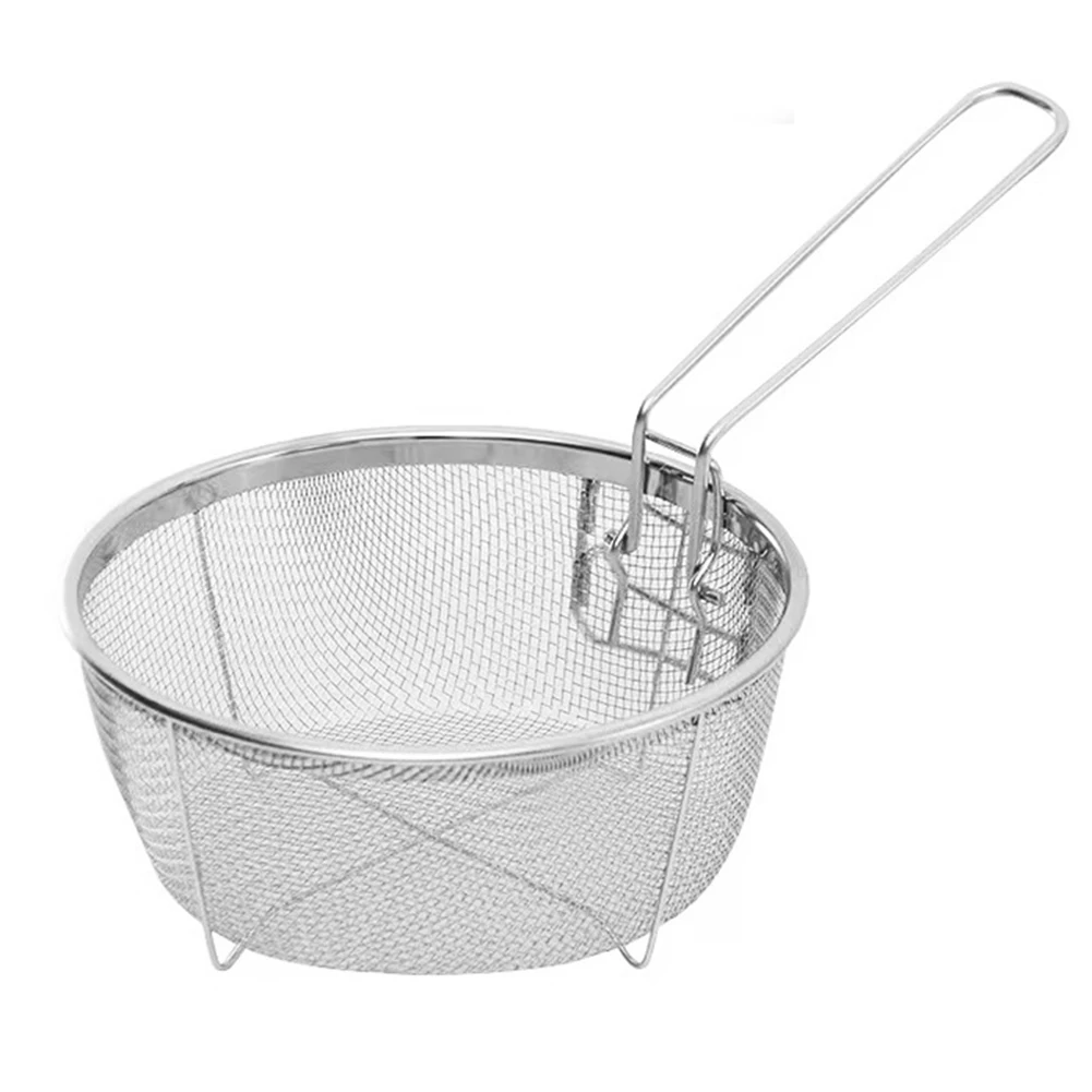 

Kitchen Stainless Steel Chips Deep Fry Baskets Food Presentation Strainer Potato Chef Colander Tool Frying French Fries Basket